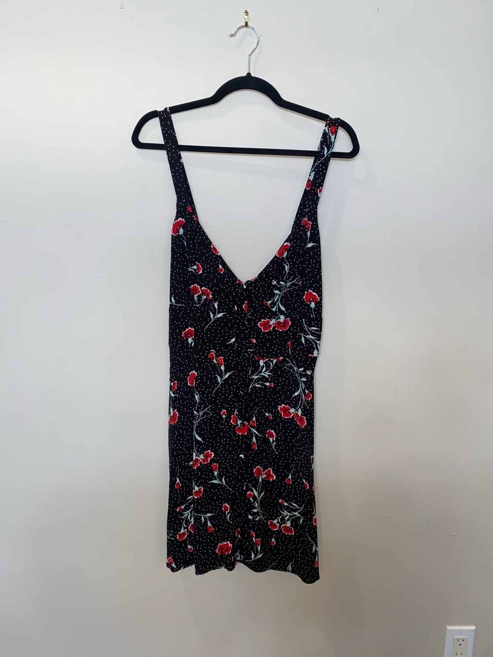 Free People Black Floral Mini Dress with Twisted Cutout Back - Coquette, Whimsy
